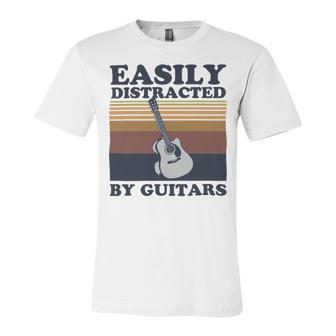 Easily Distracted By Guitars Quote For A Guitar Player Racerback Unisex Jersey Short Sleeve Crewneck Tshirt | Favorety