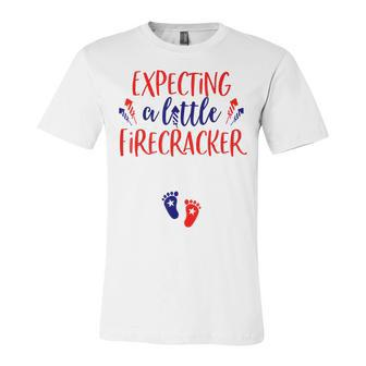 Expecting A Little Firecracker New Mom 4Th Of July Pregnancy Unisex Jersey Short Sleeve Crewneck Tshirt - Seseable