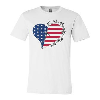 Faith Freedom American Flag Heart 4Th Of July Jersey T-Shirt | Mazezy