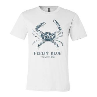 Feelin Blue Maryland Style Retro Crab Jersey T-Shirt | Mazezy