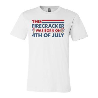 This Firecracker Was Born On 4Th Of July Patriotic Birthday Jersey T-Shirt | Mazezy
