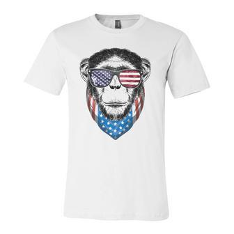 Fourth Of July Monkey American Flag July 4Th Chimpanzee Jersey T-Shirt | Mazezy