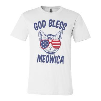 God Bless Meowica Funny Fourth Of July Cat V2 Unisex Jersey Short Sleeve Crewneck Tshirt - Seseable