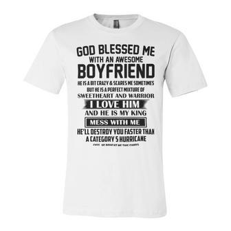 God Blessed Me With An Awesome Boyfriend Unisex Jersey Short Sleeve Crewneck Tshirt | Favorety CA