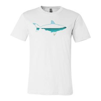 Great White Shark Print With Landscape Shark Lover Jersey T-Shirt | Mazezy