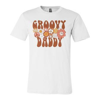 Groovy Daddy Retro Matching Baby Shower Fathers Day Jersey T-Shirt | Mazezy