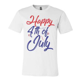 Happy 4Th Of July Dark Red Blue Text Unisex Jersey Short Sleeve Crewneck Tshirt | Favorety