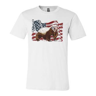 Honey Badger American Flag 4Th July Animals Kids Jersey T-Shirt | Mazezy