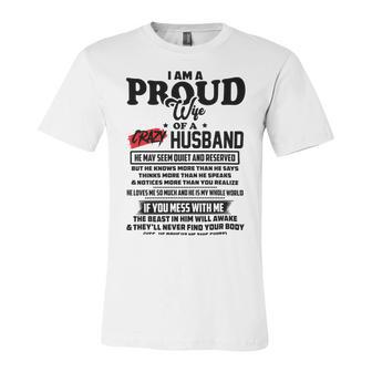 I Am A Proud Wife Of A Crazy Husband V2 Unisex Jersey Short Sleeve Crewneck Tshirt | Favorety UK