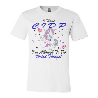 I Have Cidp Im Allowed To Do Weird Things Unicorn Blue Ribbon Cidp Support Cidp Awareness Unisex Jersey Short Sleeve Crewneck Tshirt | Favorety