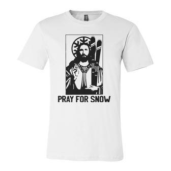 Jesus Christmas Pray For Snow Jersey T-Shirt | Mazezy
