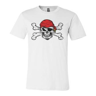 Jolly Roger Pirate Skull And Crossbones Flag Jersey T-Shirt | Mazezy