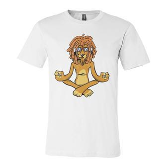Lion Doing Meditation Yoga Jersey T-Shirt | Mazezy