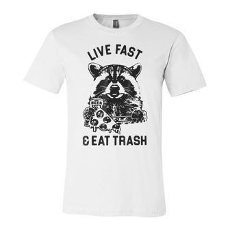 Live Fast Eat Trash Funny Raccoon Hiking Unisex Jersey Short Sleeve Crewneck Tshirt - Monsterry