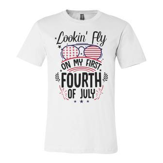Lookin Fly On My First Fourth Of July Baby 4Th Of July T-Shirt Unisex Jersey Short Sleeve Crewneck Tshirt - Seseable