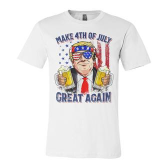 Make 4Th Of July Great Again Funny Trump Men Drinking Beer Unisex Jersey Short Sleeve Crewneck Tshirt - Seseable