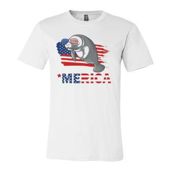 Manatee American Flag Sunglasses 4Th Of Julygifts Jersey T-Shirt | Mazezy