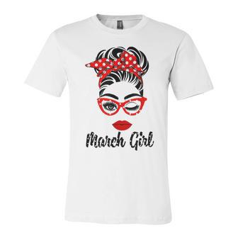 March Girl Women Face Wink Eye Bandana Birthday Gifts 548 Trending Shirt Unisex Jersey Short Sleeve Crewneck Tshirt | Favorety DE