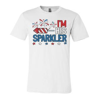 Mens Im His Sparkler Funny 4Th Of July Matching Couples For Her Unisex Jersey Short Sleeve Crewneck Tshirt - Seseable