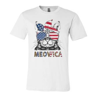Meowica 4Th Of July Cat American Flag Patriotic Cat Lovers Jersey T-Shirt | Mazezy