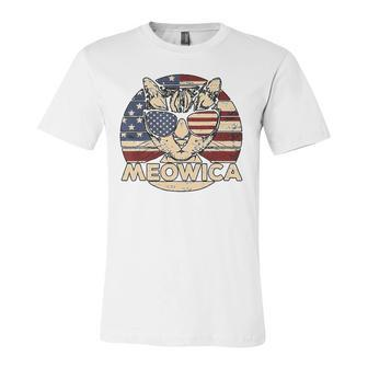 Meowica American Cat 4Th Of July Flag Sunglasses Plus Size Jersey T-Shirt | Mazezy
