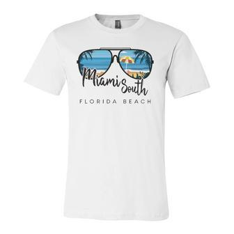 Miami South Beach Florida Palm Tree Sunglasses Souvenir Jersey T-Shirt | Mazezy