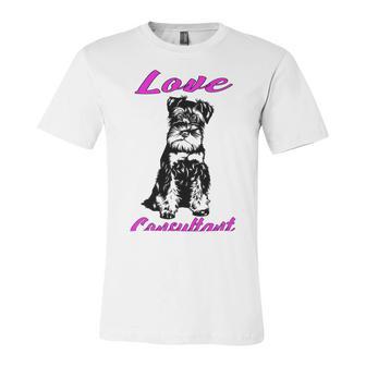 Miniature Schnauzer At Home Love Consultant Multi Tasking Dog Unisex Jersey Short Sleeve Crewneck Tshirt | Favorety CA