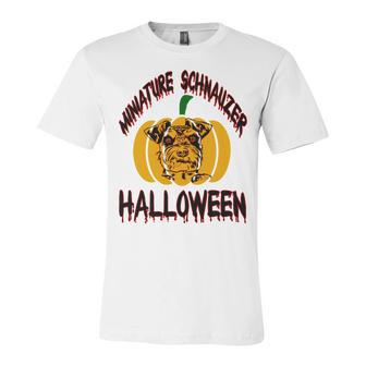 Miniature Schnauzer Halloween On All Hallows Night Unisex Jersey Short Sleeve Crewneck Tshirt | Favorety