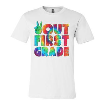 Peace Out First 1St Grade Graduation Last Day Of School Jersey T-Shirt | Mazezy