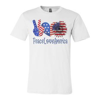 Peace Love America 4Th July Patriotic Sunflower Heart Sign V3 Unisex Jersey Short Sleeve Crewneck Tshirt - Seseable