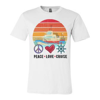 Peace Love Cruising Family Cruise Vacation Matching Gift Unisex Jersey Short Sleeve Crewneck Tshirt | Favorety