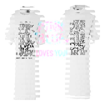 Pink Or Blue Daddy Loves You Tie Dye Baby Gender Reveal Jersey T-Shirt | Mazezy