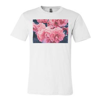 Pink Roses In Garden Unisex Jersey Short Sleeve Crewneck Tshirt | Favorety UK