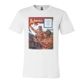 Pulp Librarian A Mans Magazine Mr America Hang On To Your Teeth Jersey T-Shirt | Mazezy