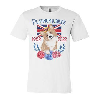 Queens Platinum Jubilee 2022 British Monarch Queen Corgi Jersey T-Shirt | Mazezy