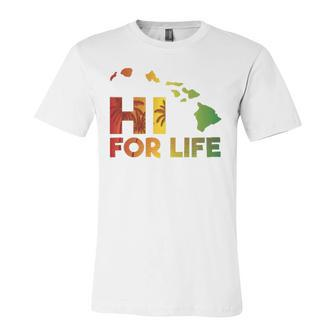 Rasta Colored Hi For Life Hawaii Palm Tree Tee Jersey T-Shirt | Mazezy