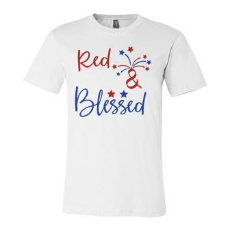 Red White Blessed 4Th Of July Cute Patriotic America Jersey T-Shirt | Mazezy