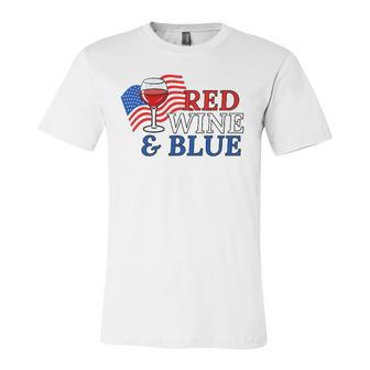 Red Wine & Blue Us Flag 4Th Of July Jersey T-Shirt | Mazezy
