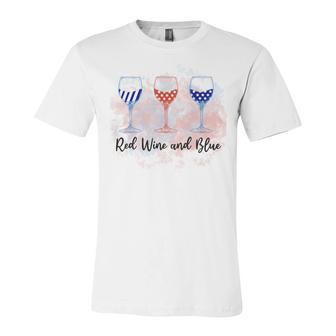 Red Wine Blue 4Th Of July Wine Red White Blue Wine Glasses Unisex Jersey Short Sleeve Crewneck Tshirt | Favorety DE