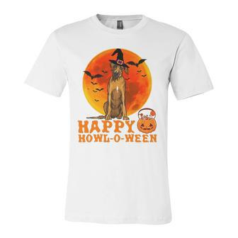 Rhodesian Ridgeback Dog Halloween Happy Howl-O-Ween Jersey T-Shirt | Mazezy