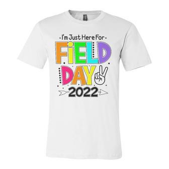 School Field Day Teacher Im Just Here For Field Day 2022 Peace Sign Jersey T-Shirt | Mazezy