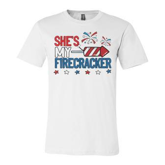 Shes My Firecracker 4Th July Matching Couples His And Hers Unisex Jersey Short Sleeve Crewneck Tshirt - Seseable
