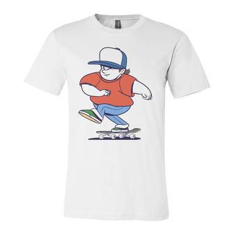 Skater Cartoon Skateboarder Riding Skateboard Jersey T-Shirt | Mazezy