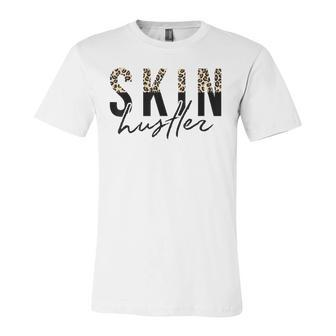 Skin Hustler Skin Lover Esthetician Leopard Skincare Jersey T-Shirt | Mazezy