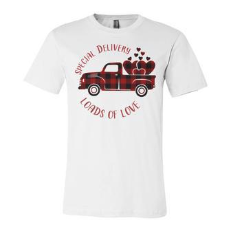 Special Delivery Valentines Car Red Plaid Unisex Jersey Short Sleeve Crewneck Tshirt | Favorety CA