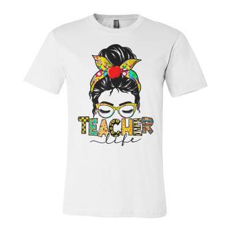 Teacher Life Messy Bun Hair Women Teachers Day Unisex Jersey Short Sleeve Crewneck Tshirt | Favorety CA