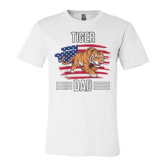 Tiger Us Flag 4Th Of July Fathers Day Tiger Dad Unisex Jersey Short Sleeve Crewneck Tshirt - Seseable