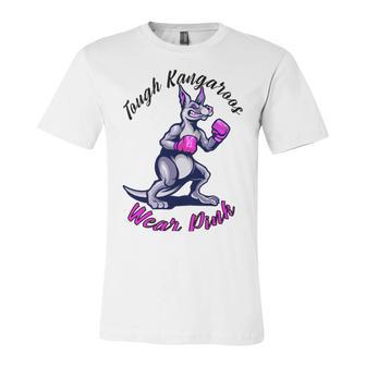 Tough Kangaroos Wear Pink In Support Of Breast Cancer Awareness Unisex Jersey Short Sleeve Crewneck Tshirt | Favorety CA