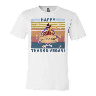 Turkey Happy Thanks Vegan Turkey Vintage Retro Unisex Jersey Short Sleeve Crewneck Tshirt | Favorety UK