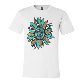 Turquoise Rodeo Decor Graphic Sunflower Jersey T-Shirt | Mazezy